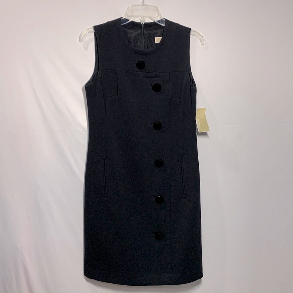 MICHAEL Michael Kors dress black sleeveless large button details pockets women 6